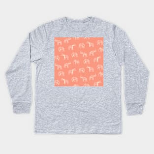 Dark Blush Indian Elephants Kids Long Sleeve T-Shirt